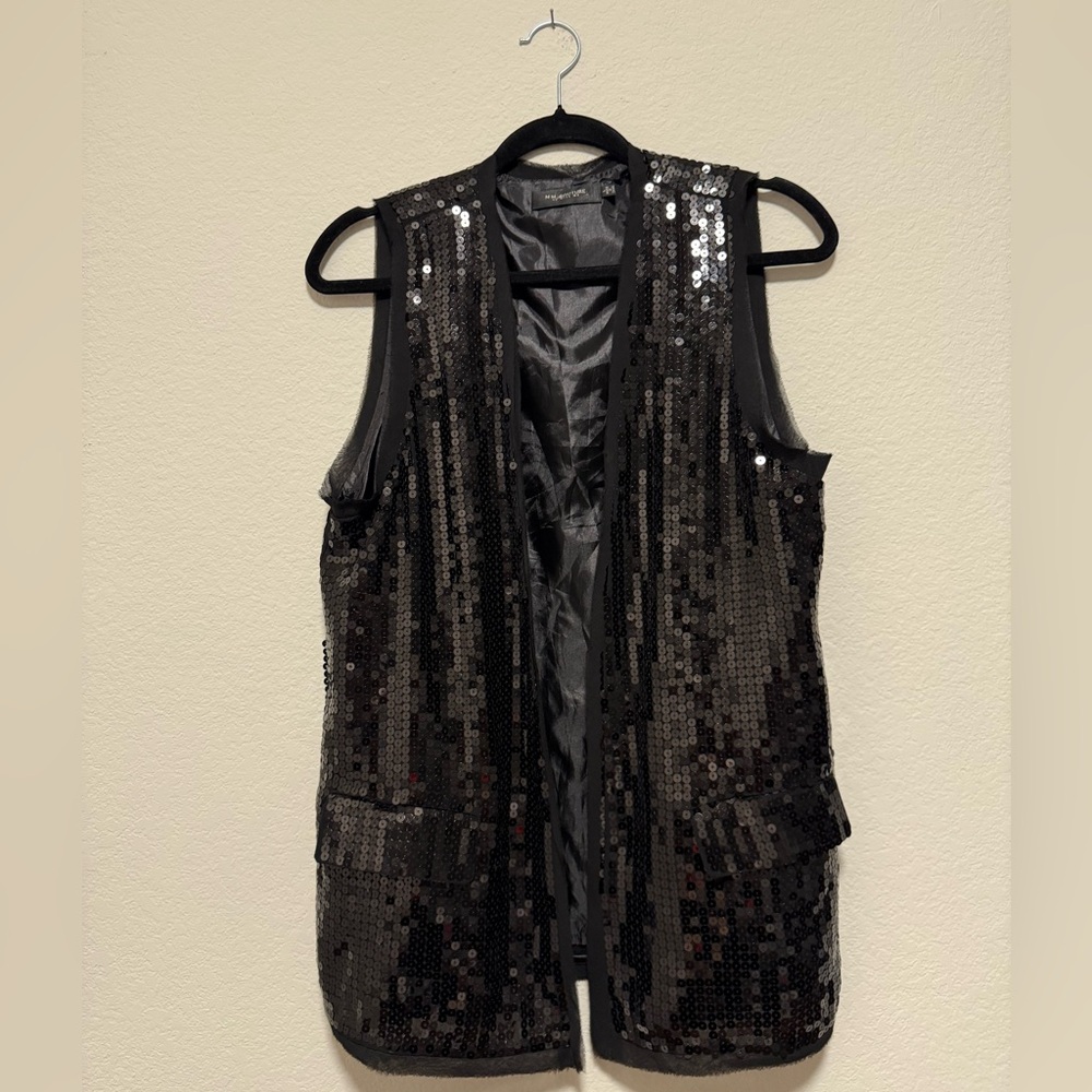 MM Couture Black Sequin Sleeveless Vest
